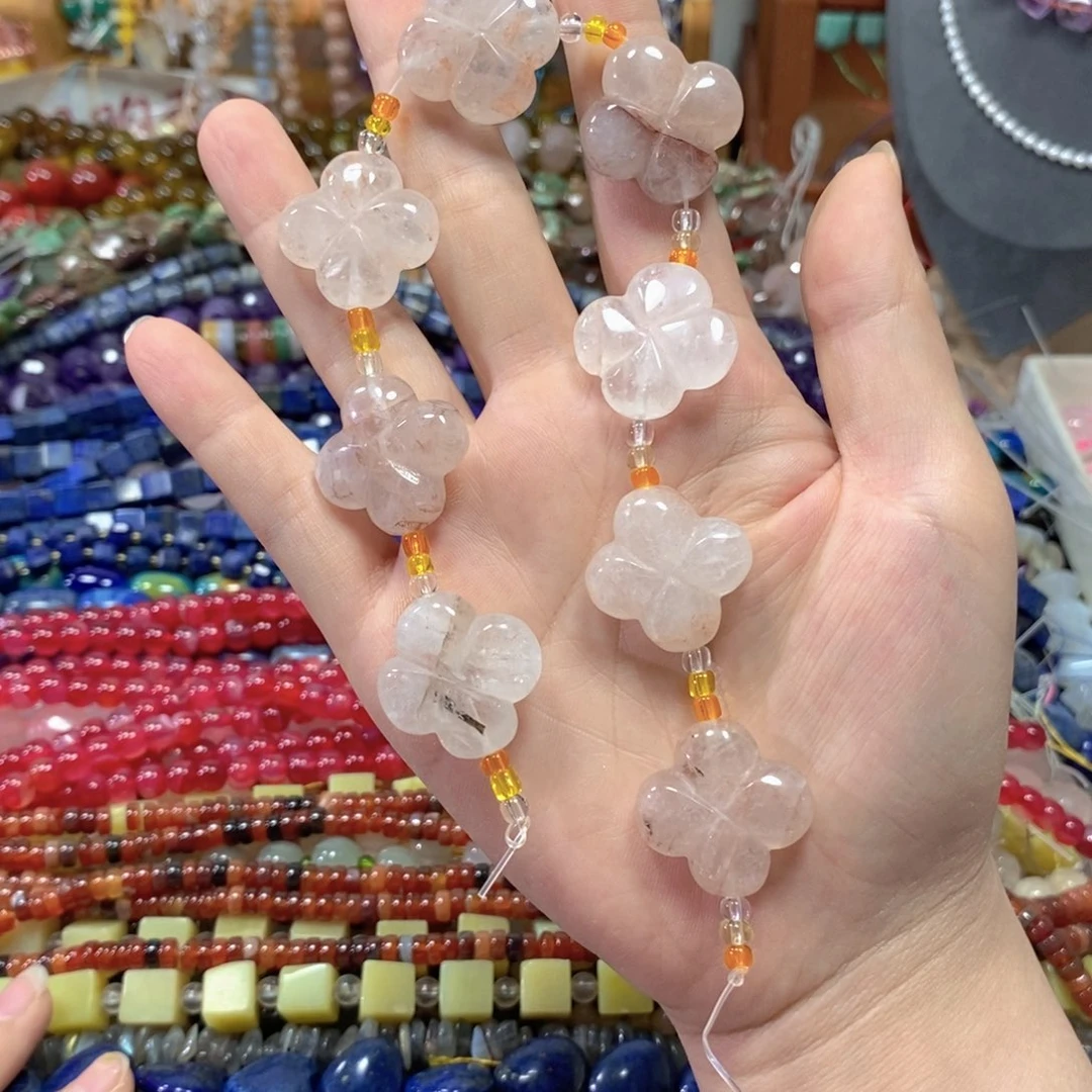 玛瑙/玉髓合金珠宝半成品胶花一条8颗