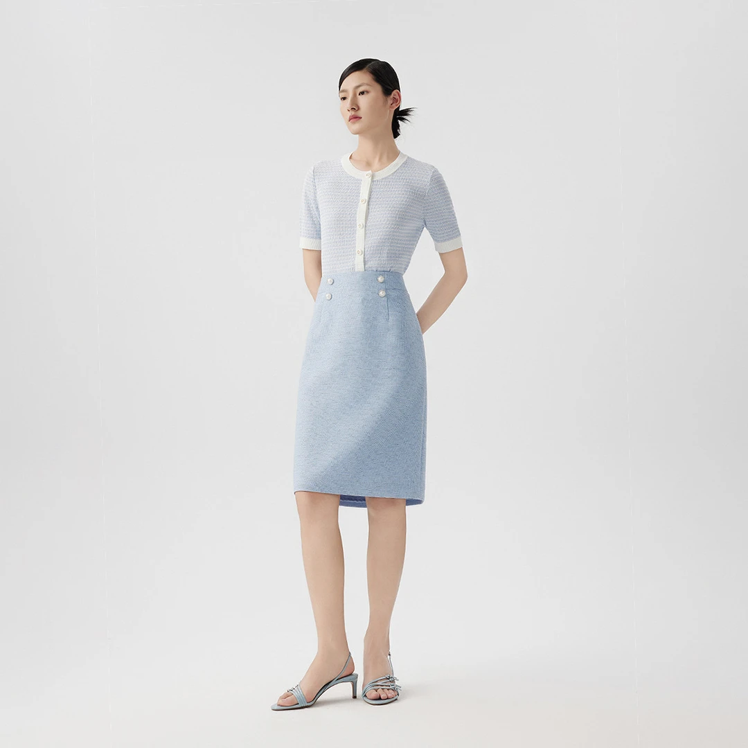 【专柜同款】夏款气质高级感中长款修身小香风半身裙女