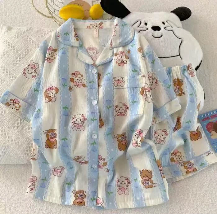甜心家家居双短睡衣套装小猫款