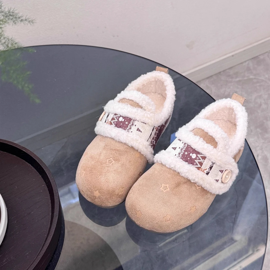 勃肯鞋2025冬季新款时尚百搭可爱学生保暖棉鞋毛毛鞋小白鞋女鞋