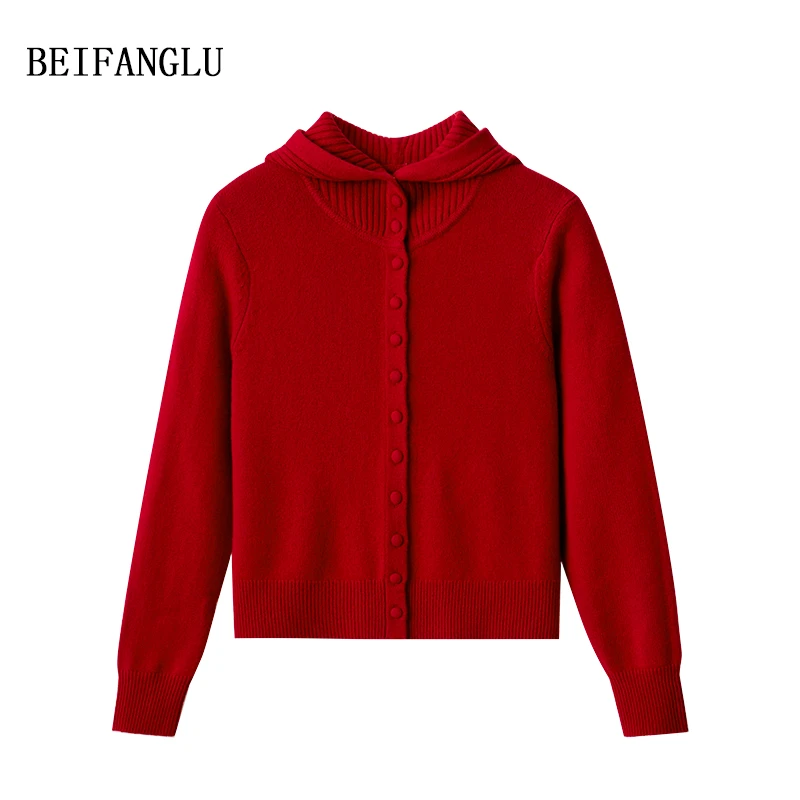 北方鹿 100加厚绵羊毛气质单排扣针织羊毛衫女251098