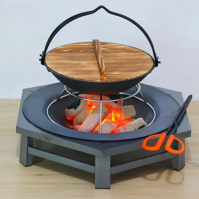 铸铁烤火盆烤火炉传统老式碳火盆柴火木炭盆农村家用取暖炉烧烤架