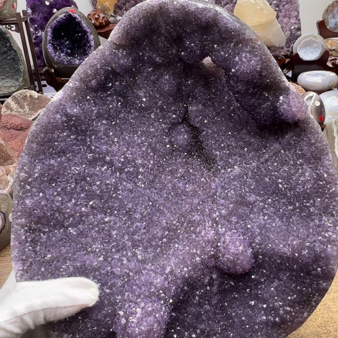 未镶嵌珠宝半成品水晶紫牙屏风99
