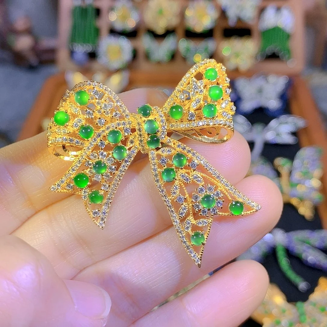 银S925镶嵌挂件翡翠