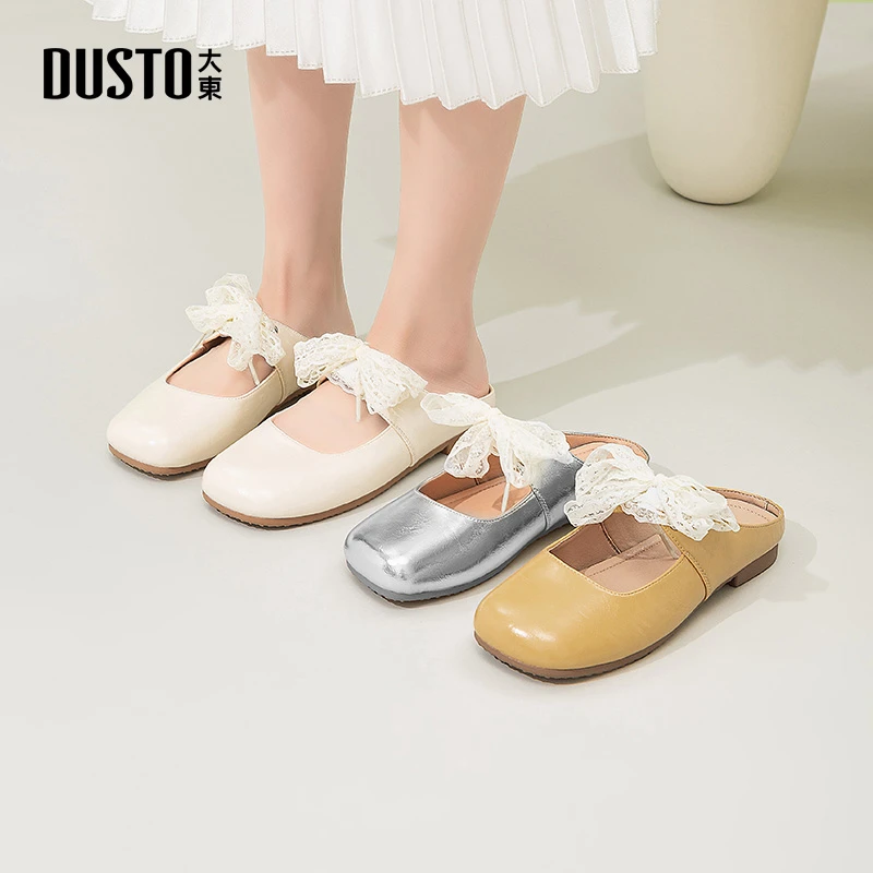 大东蕾丝蝴蝶结包头半拖鞋女夏季外穿百搭穆勒鞋专用鞋子0258