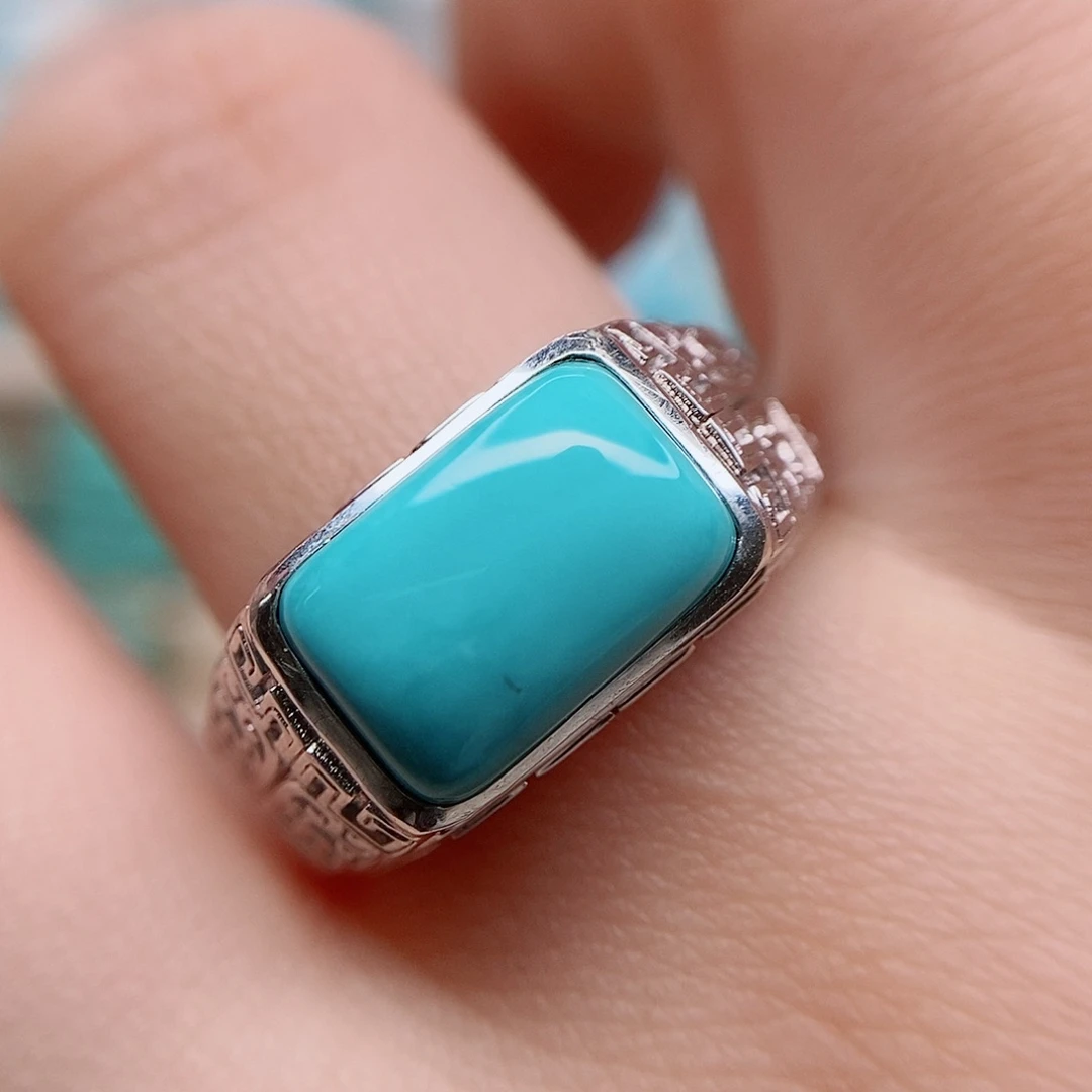 绿松石戒指银S925镶嵌