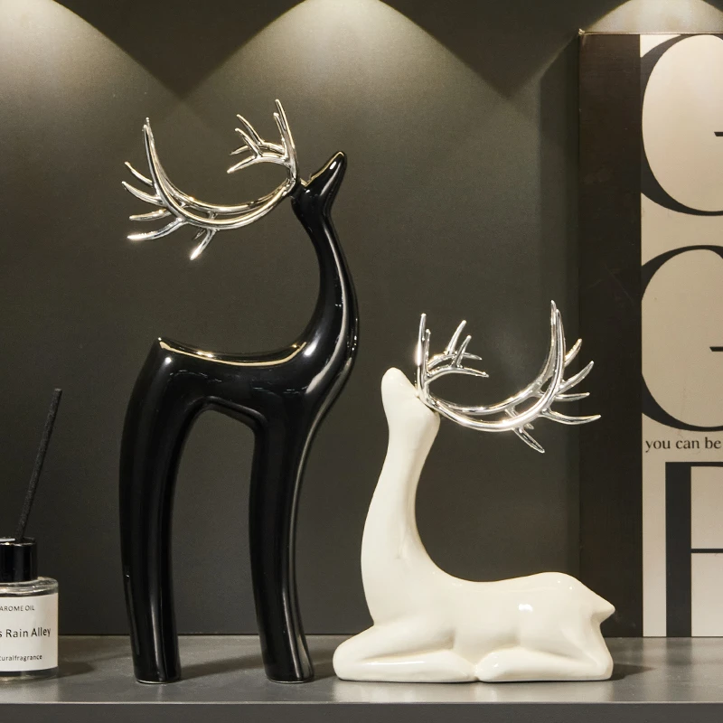 福禄相伴玄关套装摆件电视柜酒柜客厅玄关书柜桌面鹿家居装饰品