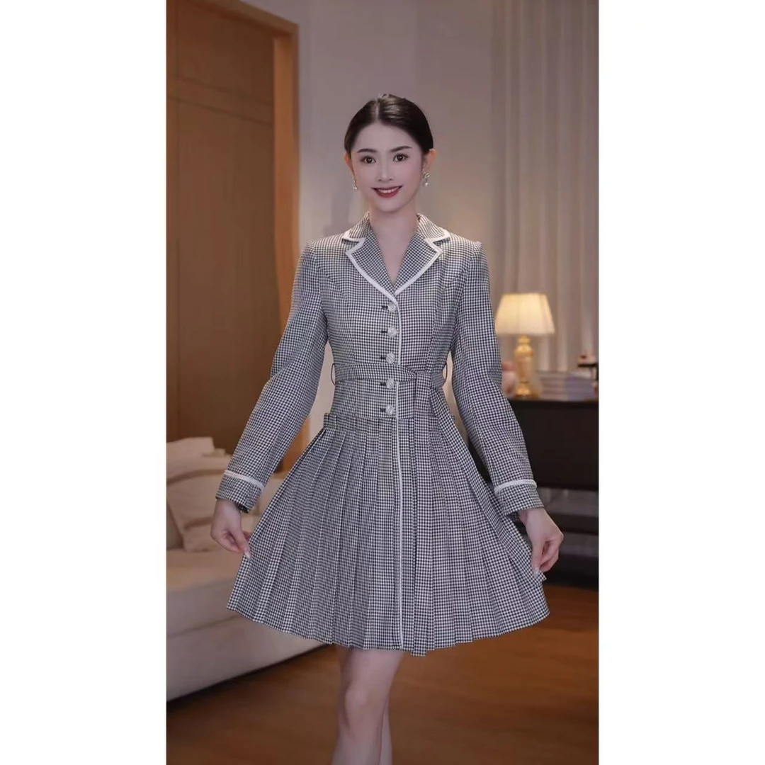 【古蔓诗福利款】4793气质百搭收腰长袖连衣裙