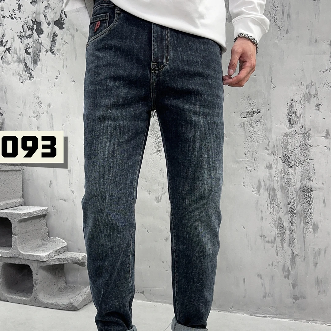 弹力微弹力小脚裤立体剪裁牛仔裤百搭直筒加厚男士