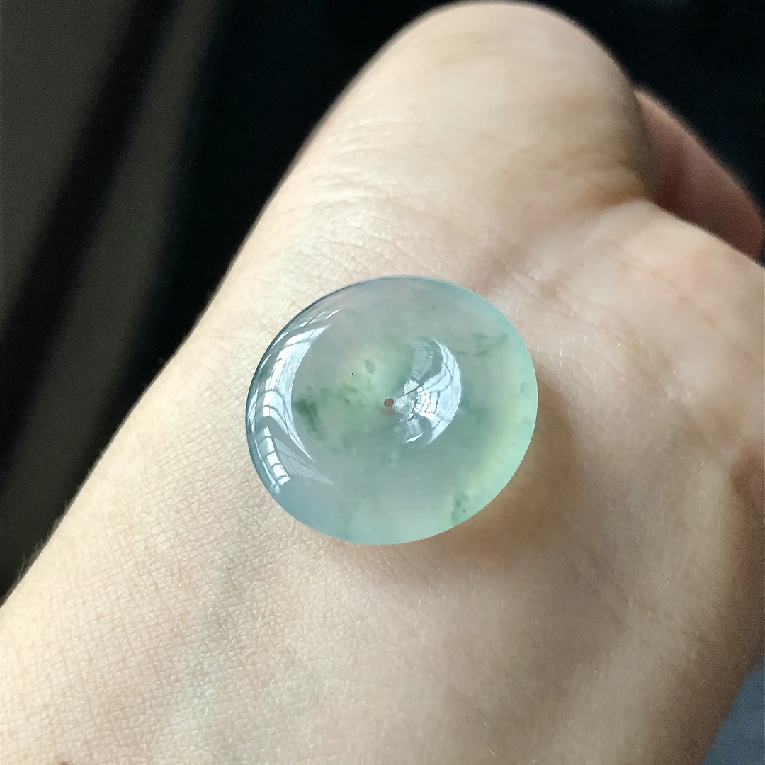 缅甸天然A货翡翠老坑冰种飘花平安扣吊坠尺寸22/4.5多样性发货