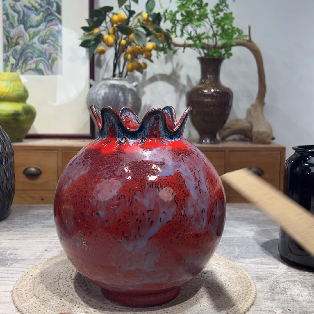 摆件陶瓷花瓶高23口8瑕疵