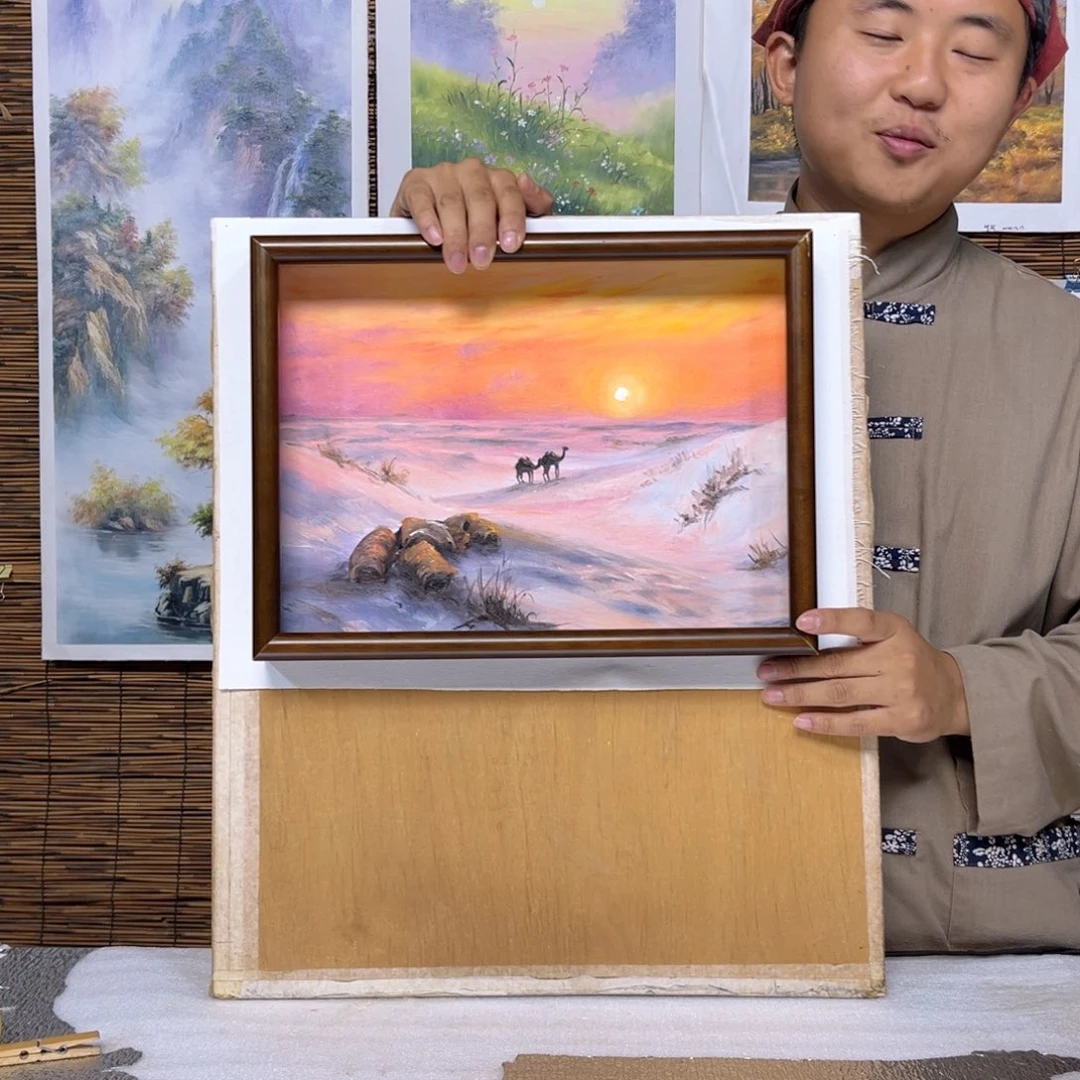 油画行路人小院绘画作品竞拍