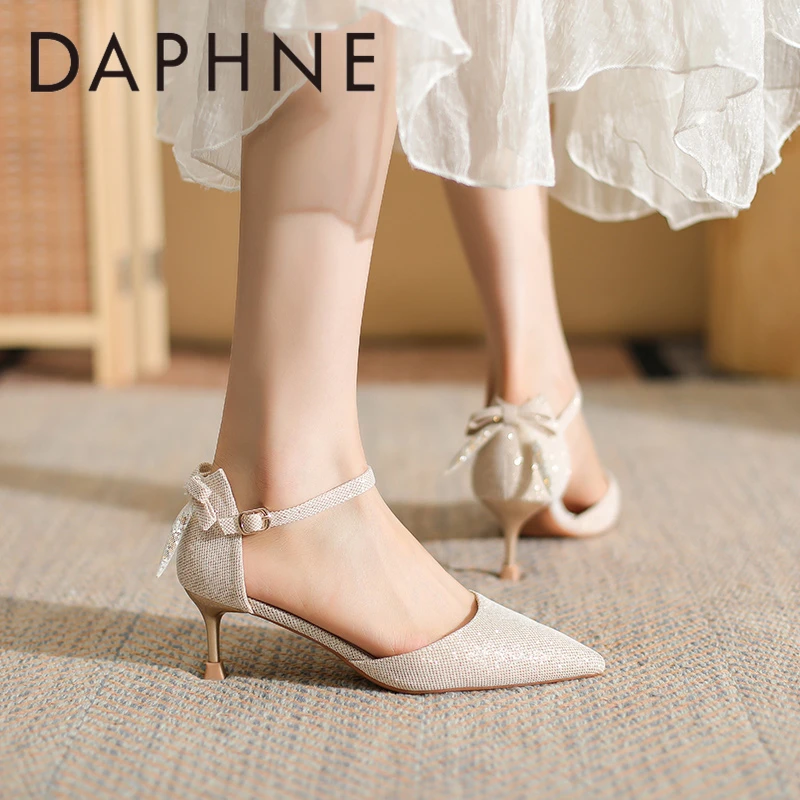 达芙妮女士百搭宴会鞋子富家千金高跟鞋女2025爆款洋气不累脚高级