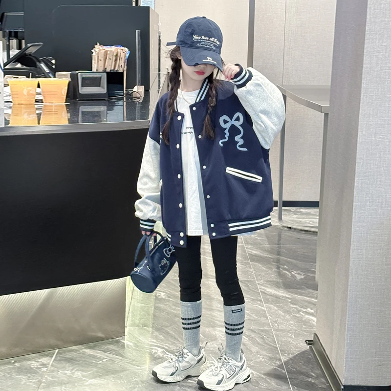 女童棒球服外套春秋2025新款女大童洋气时髦衣服儿童秋季夹克上衣