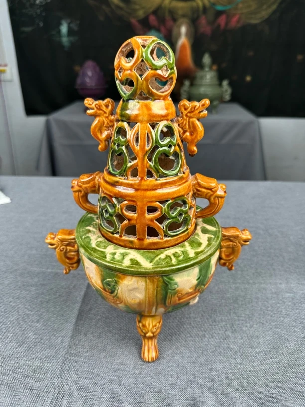 三彩薰炉瓷器摆件