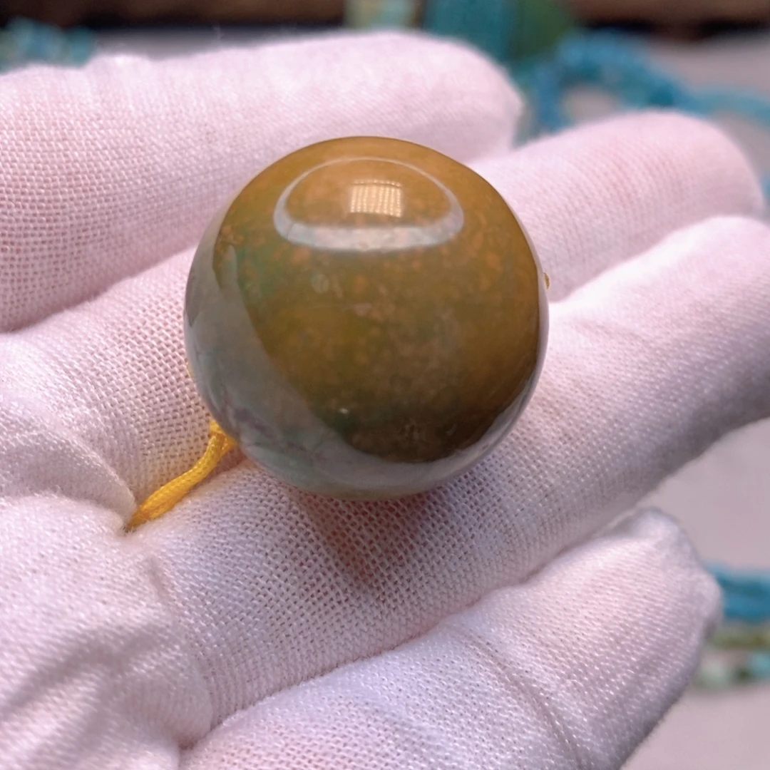未镶嵌绿松石原矿菜籽黄圆珠24.5mm