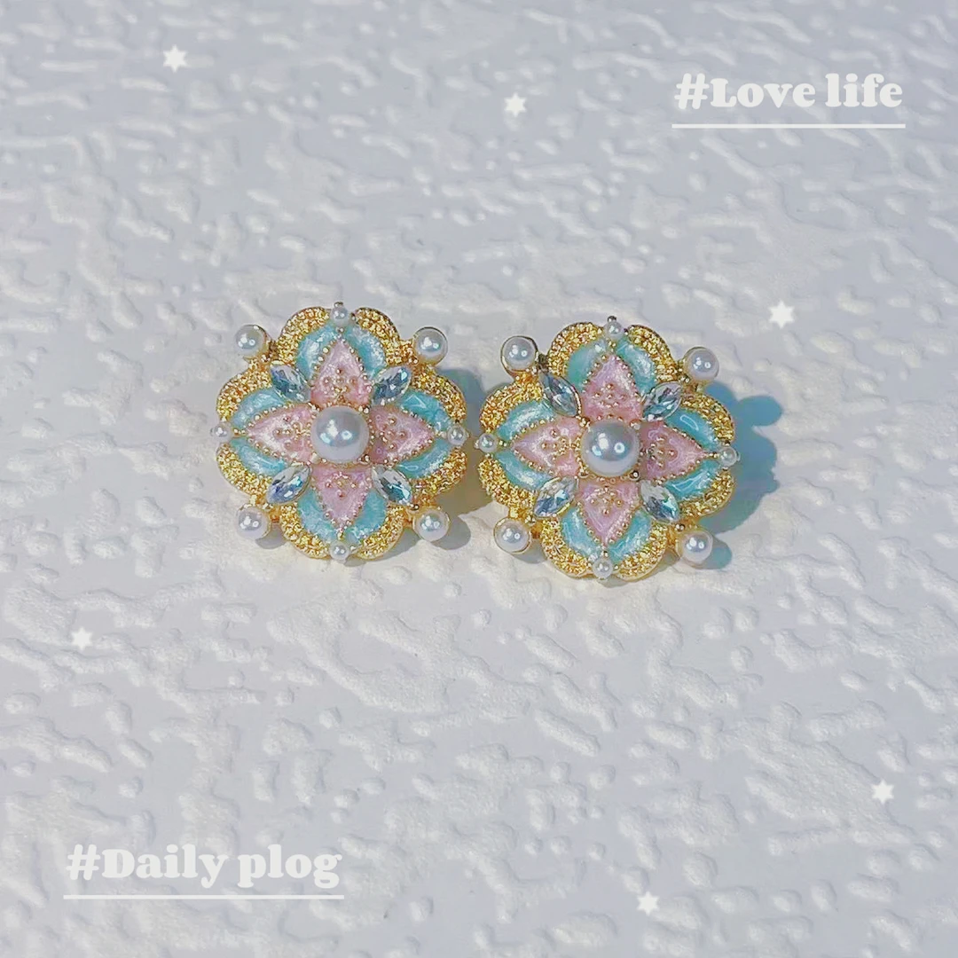 925银耳饰 复古撞色925银针中古风耳钉NO退NO换