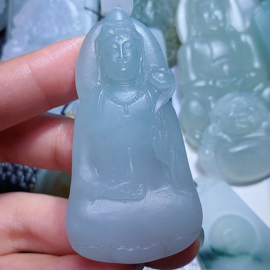 定制翡翠未镶嵌毛货付款后确认抛光
