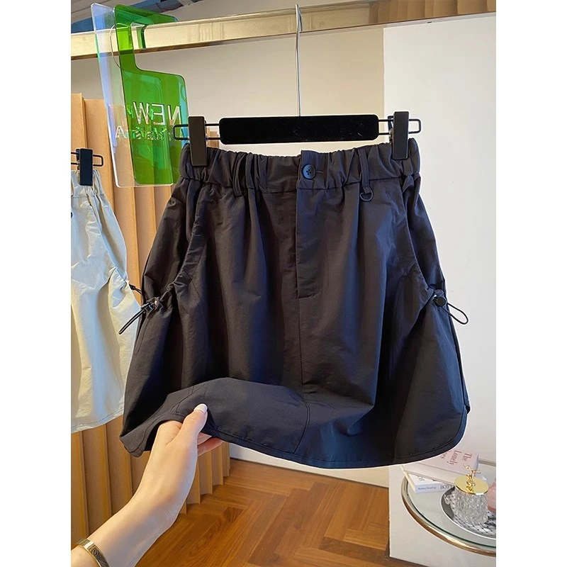 时尚韩版工装短裙女士2025夏季新款宽松高腰显瘦洋气气质半身裙裤