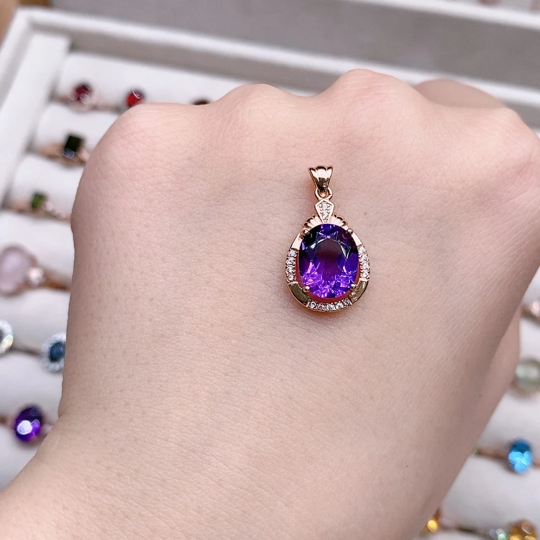 紫晶颈饰银S925镶嵌吊坠