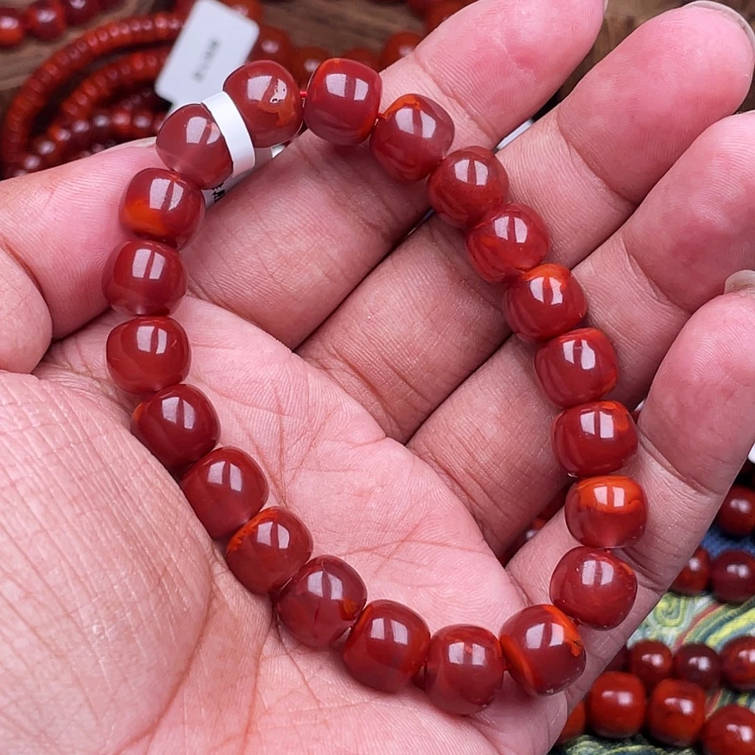 南红玛瑙未镶嵌手链南红瓦西卡10老型牛血原矿