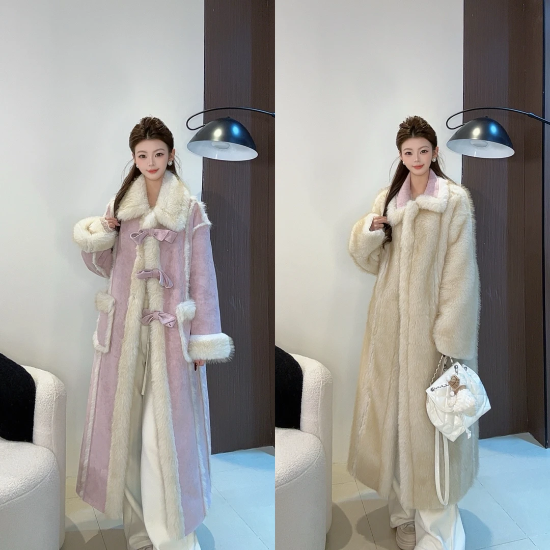 秋冬长款保暖外套加厚外套百搭皮大衣88022