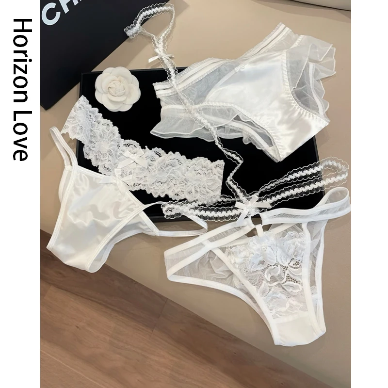 Horizon Love纾适  白色恋人纯欲少女裙边蕾丝网纱法式性感内裤女