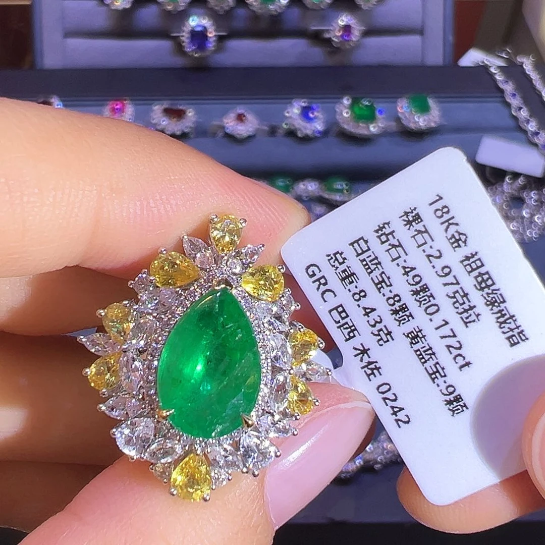 戒指18K金镶嵌祖母绿