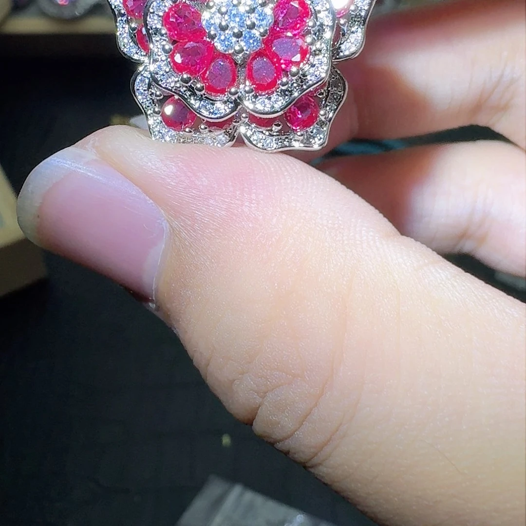 绿水晶戒指银S925镶嵌懒*