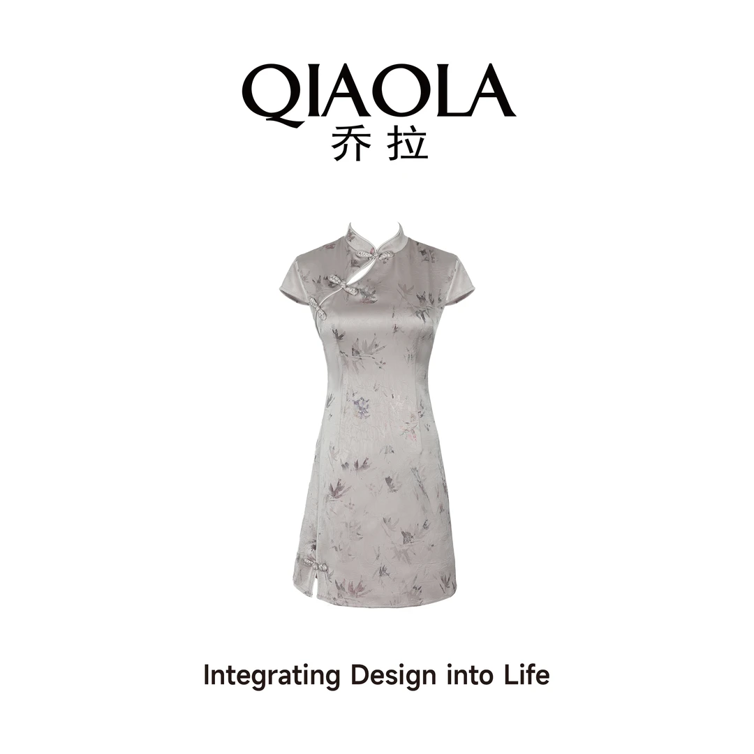 QIAOLA/乔拉【夹朵龄芳】夏季梭织印花新中式复古减龄裙子