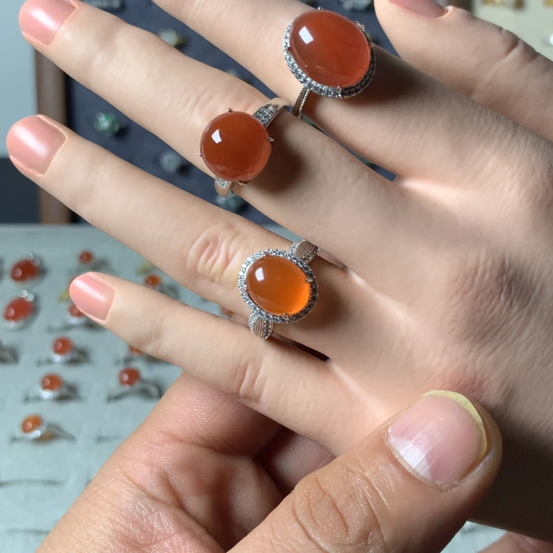 夏***荷翡翠未镶嵌戒指0034