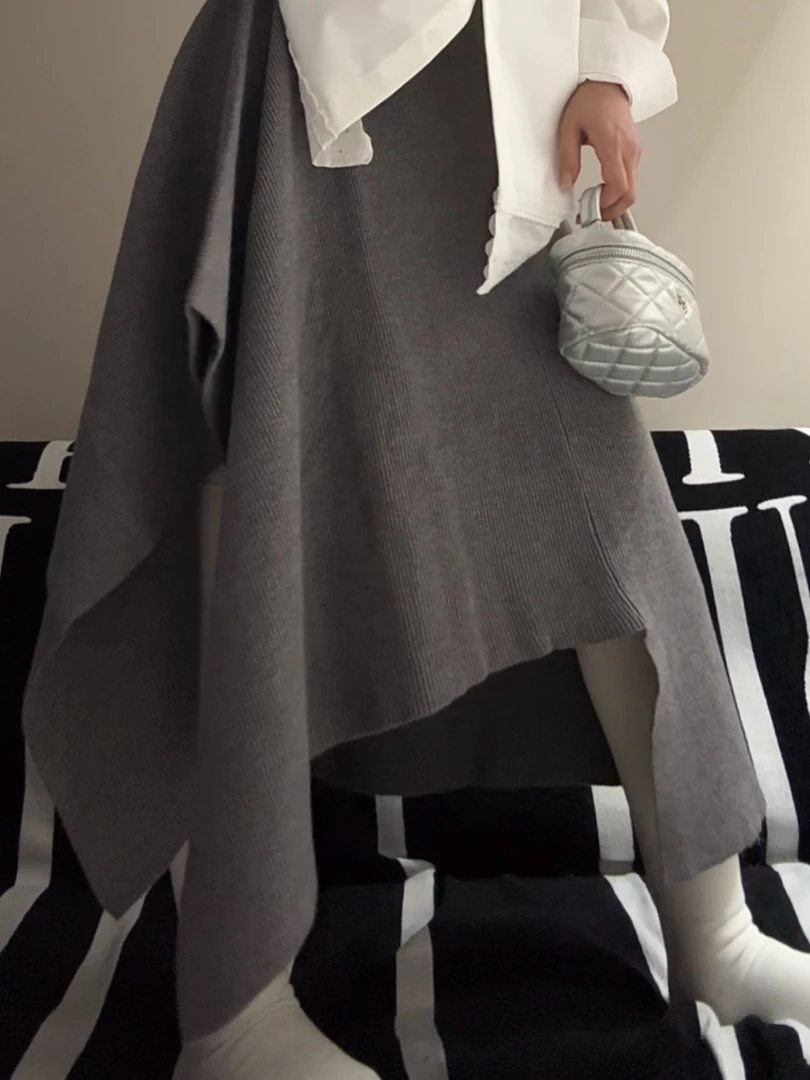 小众设计款不规则针织半裙