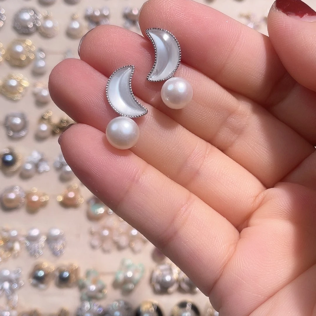 合金淡水珍珠耳饰