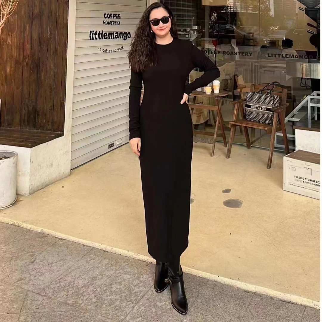 8022款长袖运动连衣裙（娜姐推荐）高弹显瘦百搭长款