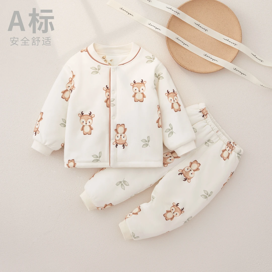 A类宝宝棉服套装冬装婴儿保暖加厚秋冬分体夹棉衣服男女儿童棉衣