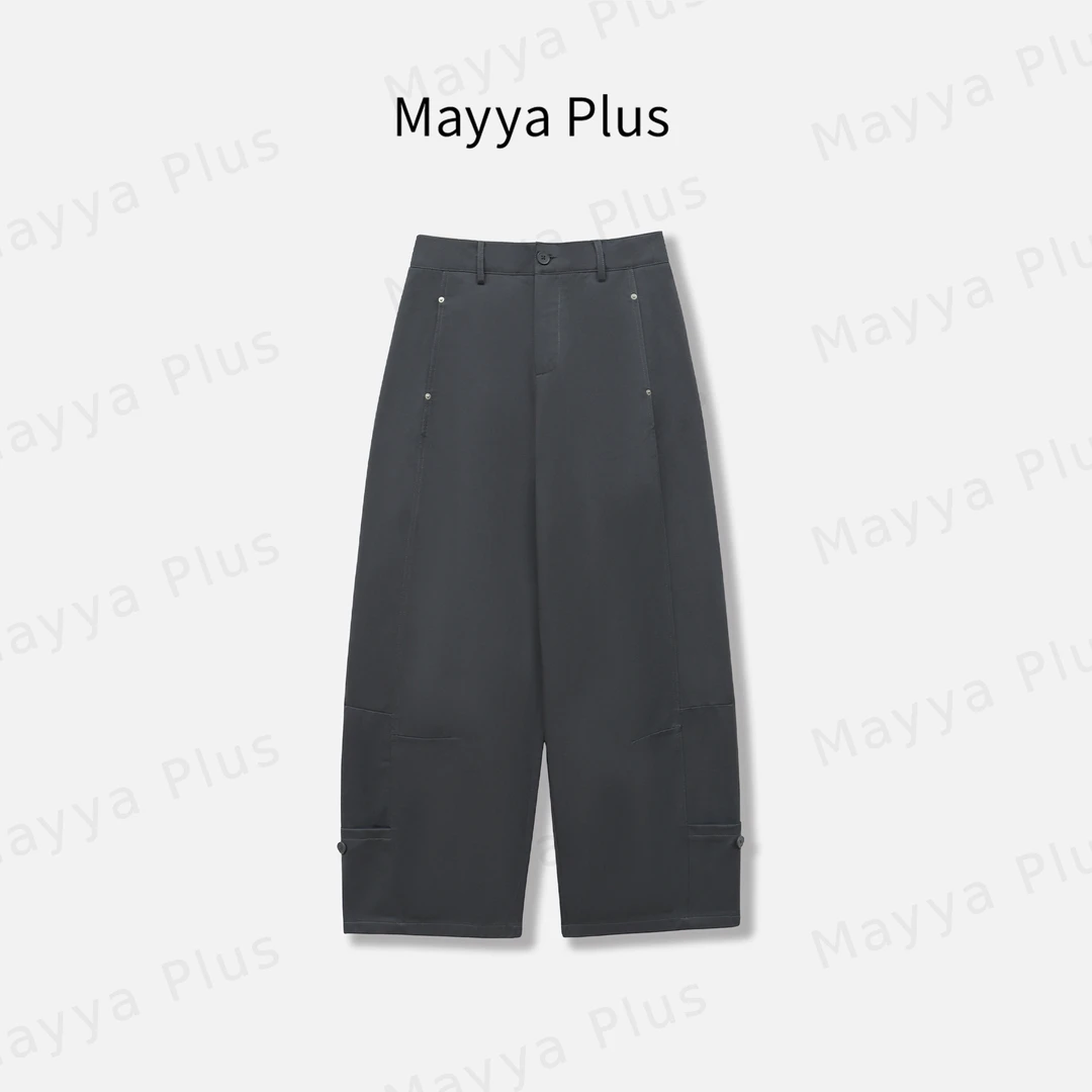 【裁剪精英】Mayya Plus秋季松弛感高腰显瘦休闲阔腿裤子女32536816