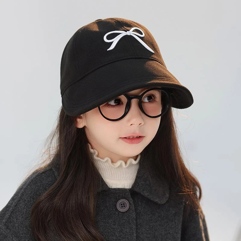 儿童鸭舌帽子男女童春秋季新款蝴蝶结大檐遮阳时尚休闲百搭渔夫帽