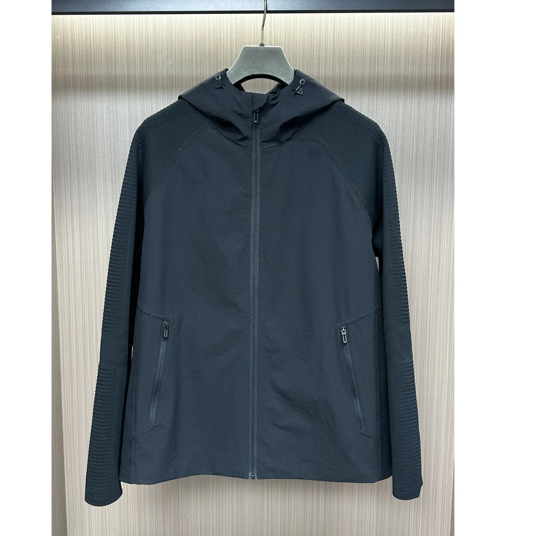 【大天专属】男士春季新款潮流连帽针织拼接修身夹克休闲外套