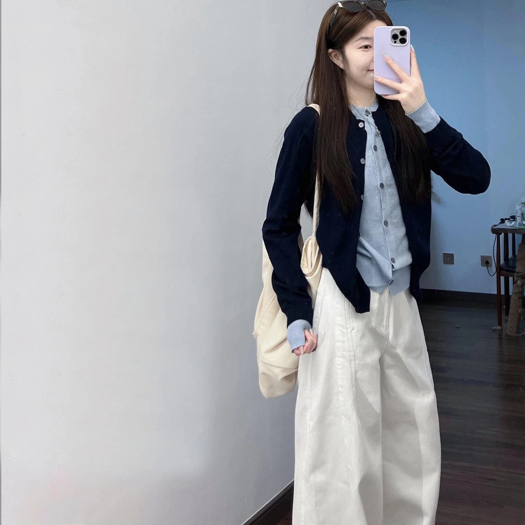 假两件针织开衫外套女秋季新款微胖妹妹大码宽松时尚洋气百搭上衣