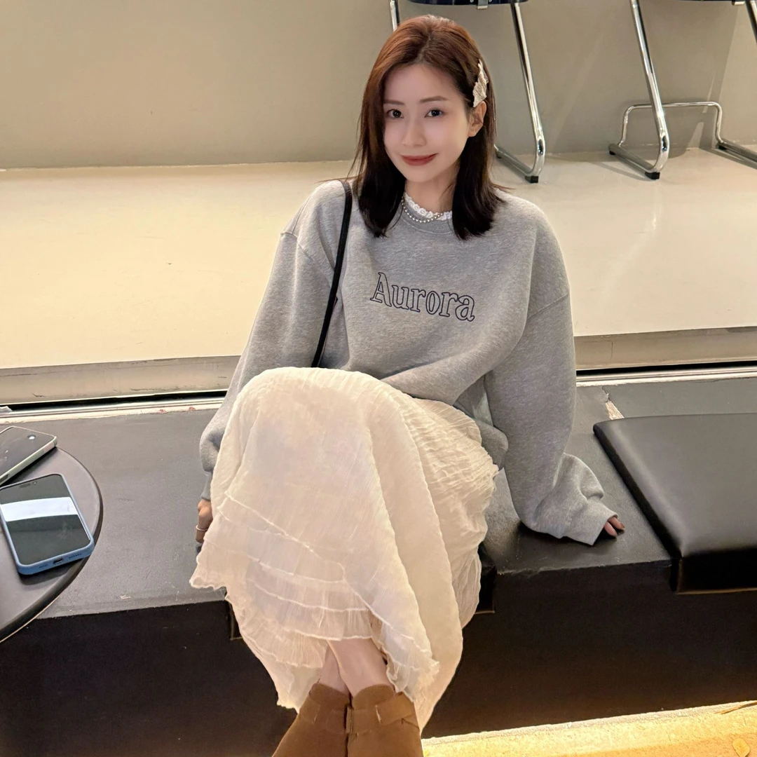 SUNCC自制 开心果 冬加绒保暖舒适百搭休闲慵懒蕾丝拼接刺绣卫衣