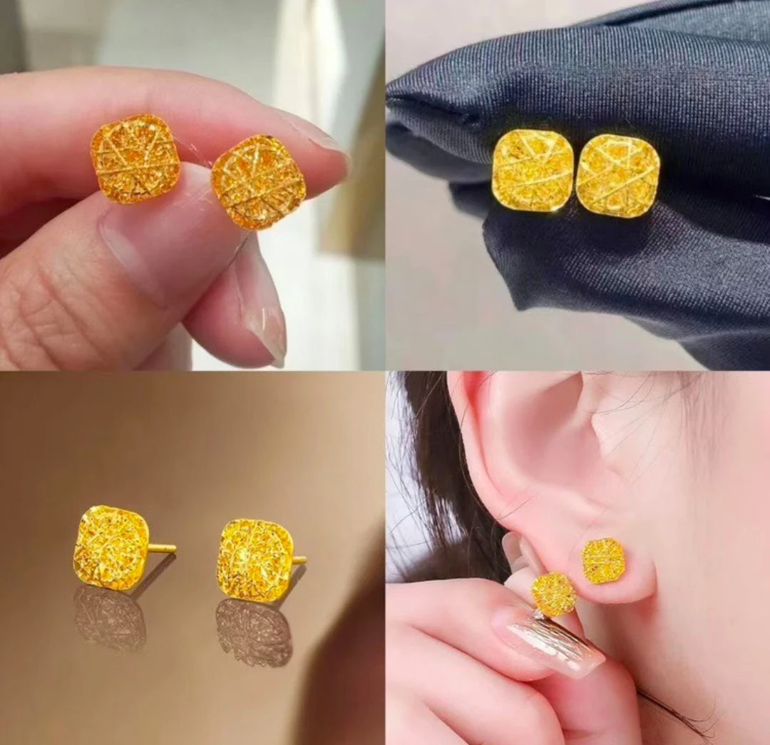 铜合金耳饰 铜合金耳饰【大号方糖耳钉】气质百搭