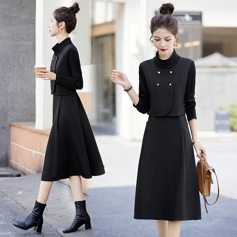 马甲裙女装2025年春秋季新款时尚气质减龄休闲连衣裙假