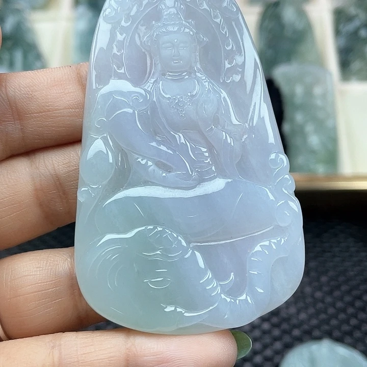 颈饰未镶嵌翡翠蔚**空天然缅甸翡翠A货文殊菩萨