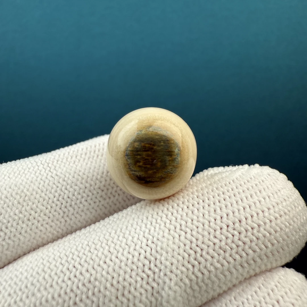 D33-60天然猛犸牙蓝眼单珠14.8mm支持鉴定假一罚四