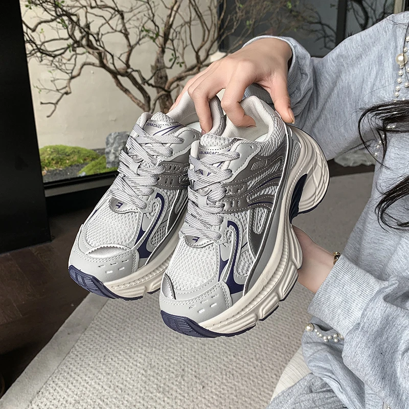 厚底增高巴黎老爹鞋女2025春秋新款小个子复古真皮百搭休闲运动鞋