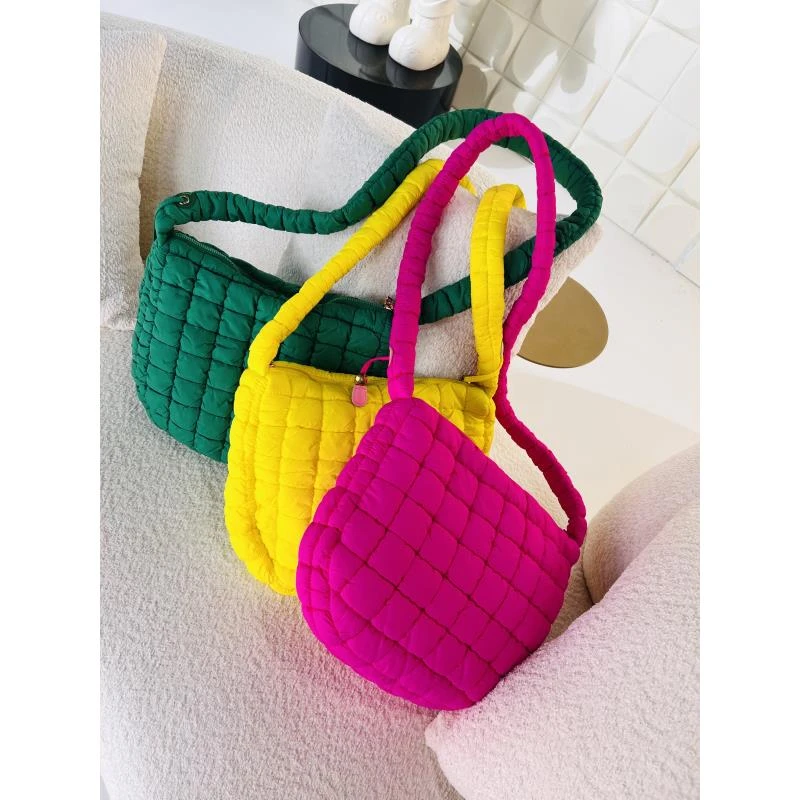 【单肩】2025年彩色绣线菱格方格防寒潮牌休闲单肩包挎包.ESX51