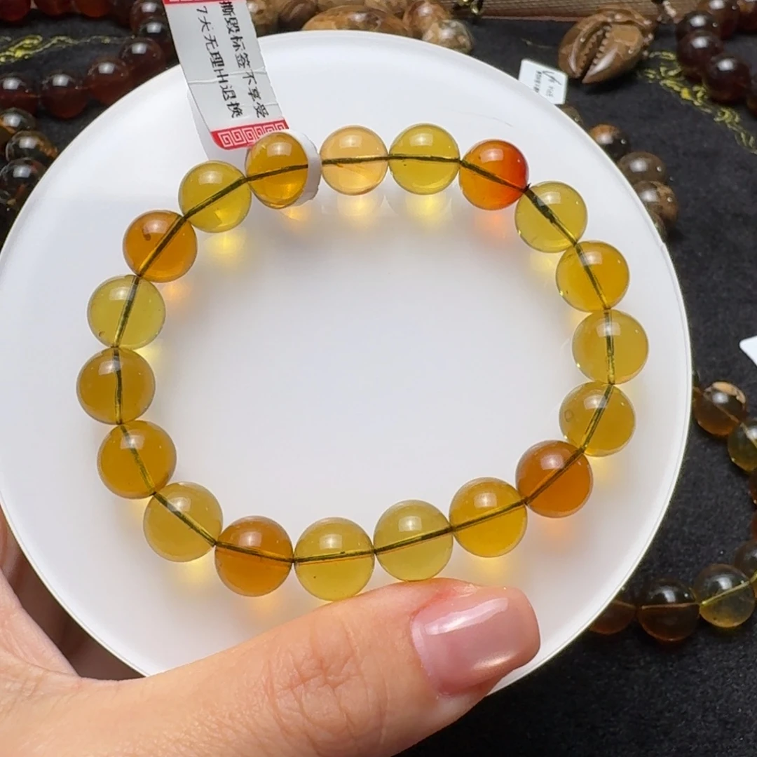 琥珀未镶嵌珠宝奇石10mm茶宝单圈