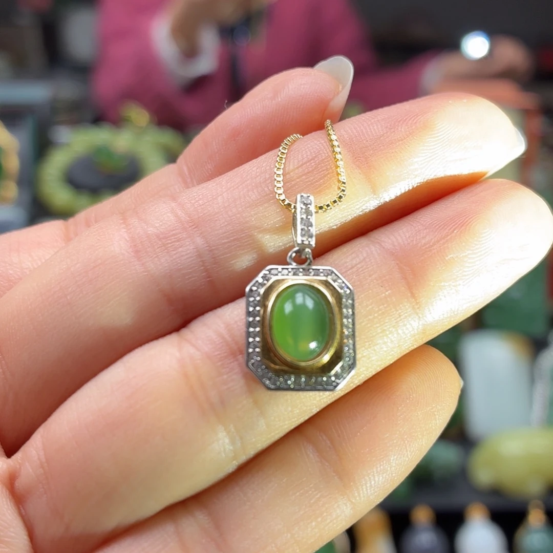 和田玉银S925镶嵌颈饰