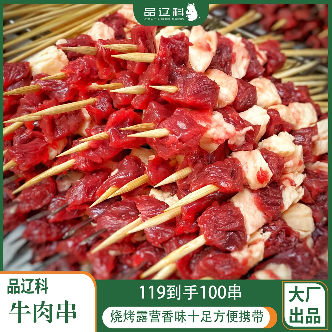 现串牛肉串烧烤露营香味十足方便携带100串