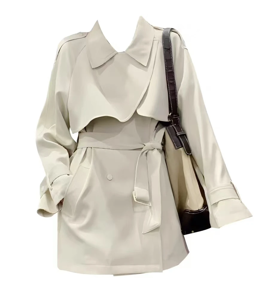 1111宽松型风衣秋季百搭设计师女装英伦系带收腰外套